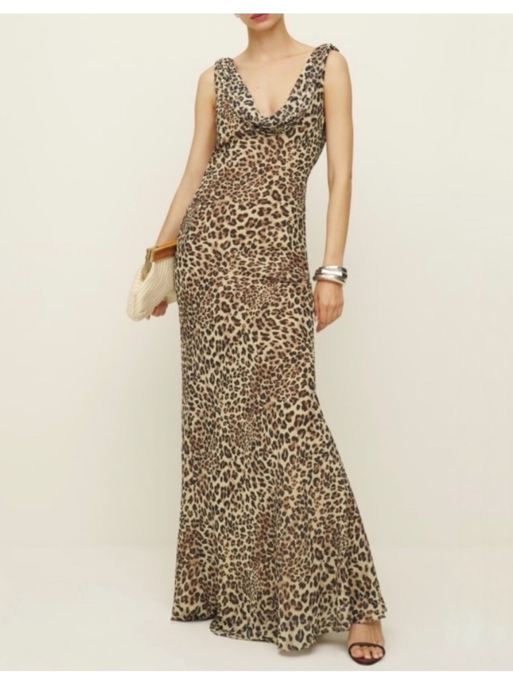 Reformation CAVALLO DRESS
LEOPARD 0 Leopard Print Cowl Neck Maxi Dress Brown